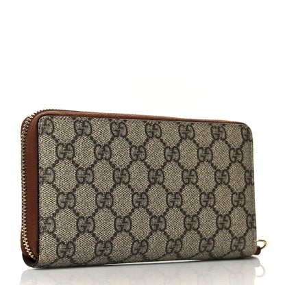 Gucci GG Supreme Monogram Cuoio Toscano Zip Around Wallet Beige Ebony Cuir 3 of 7