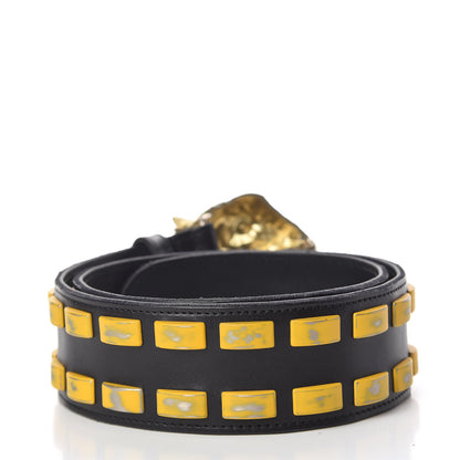 Gucci Metal Tiger Head Studded Belt 80 32 Yellow Black 3 of 8
