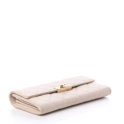 Chanel Caviar Quilted Large Golden Class Gusset Flap Wallet Light Beige 3 of 8