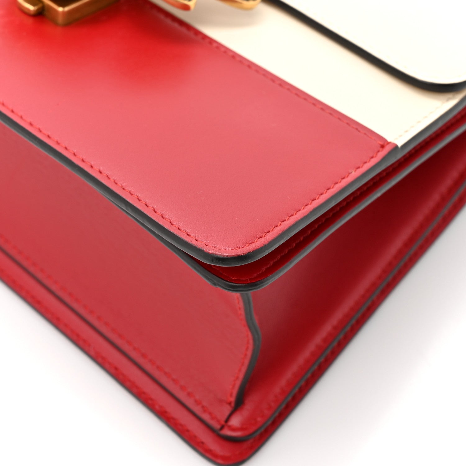 Gucci Calfskin Sylvie Web Small Queen Margaret Top Handle Bag Hibiscus Red Mystic White 11 of 16