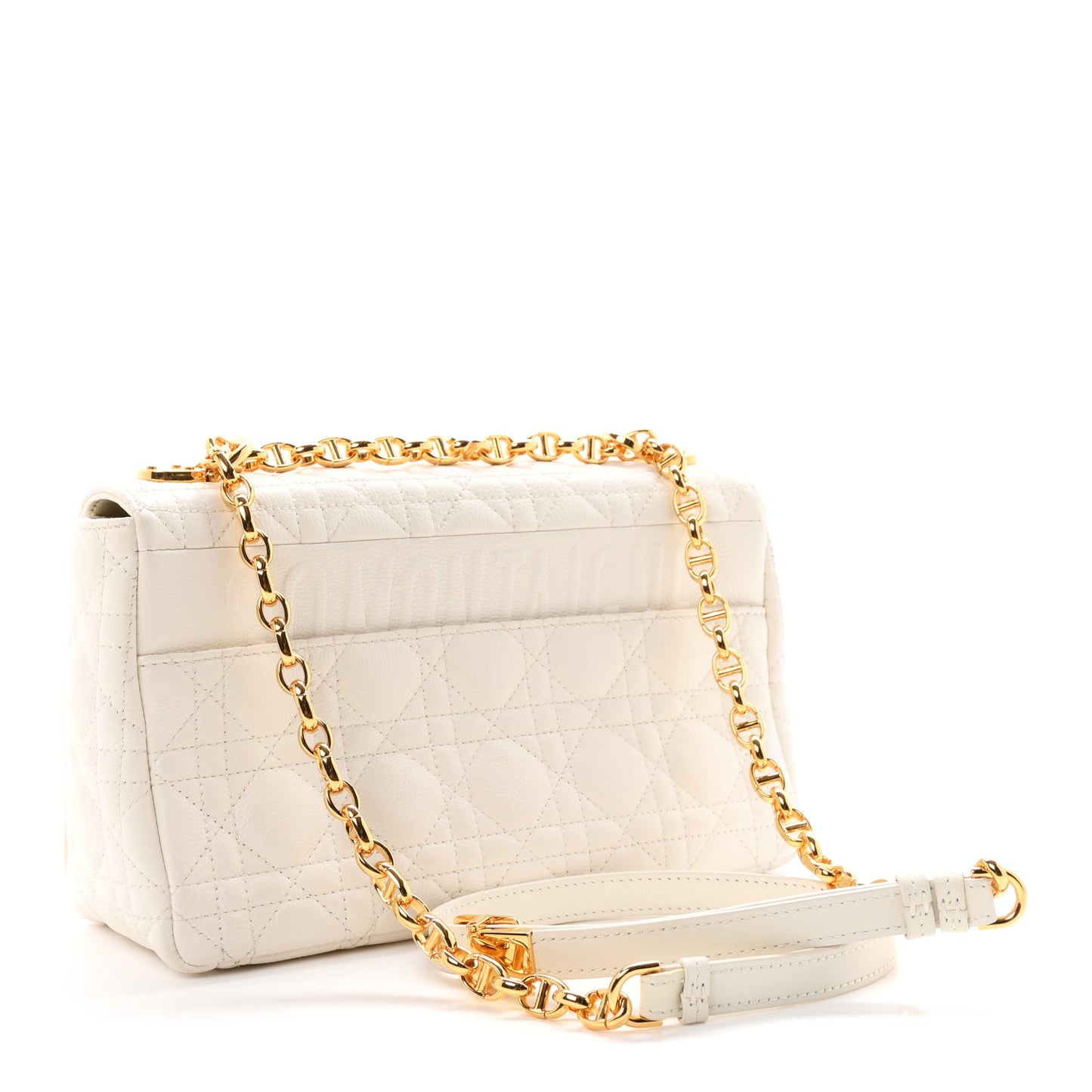 Supple Calfskin Cannage Medium Caro Bag Ivory