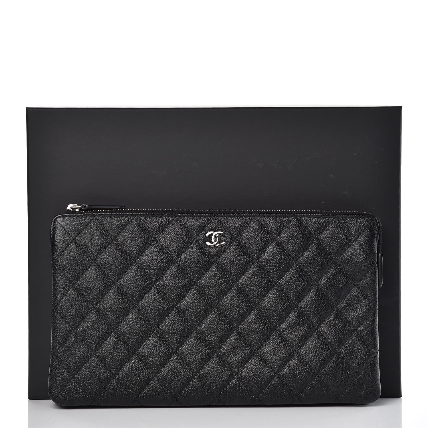 Chanel Caviar Quilted Large Zipped Clutch Black 9 of 9