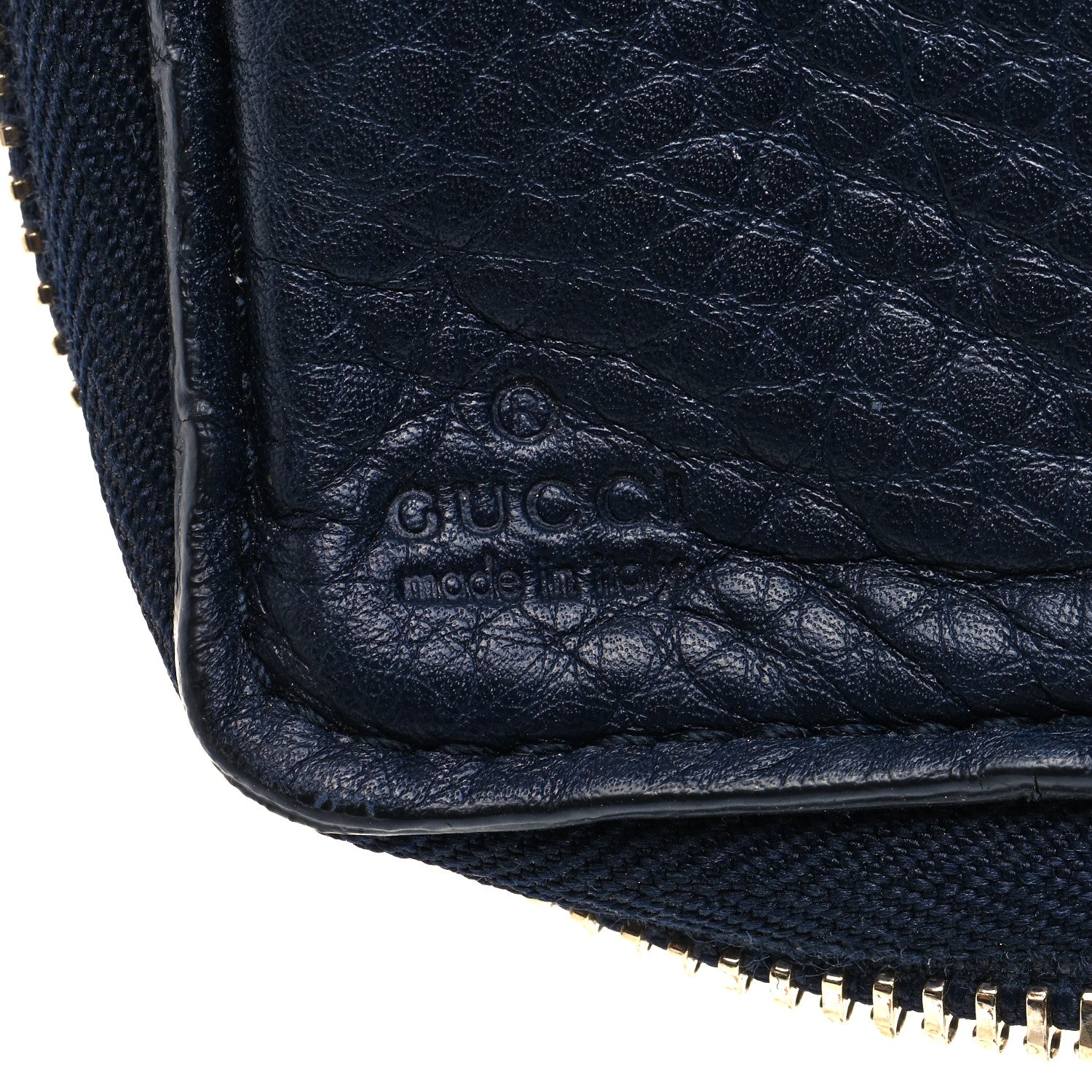Gucci Pebbled Calfskin Soho Zip Around Wallet Blue 6 of 7