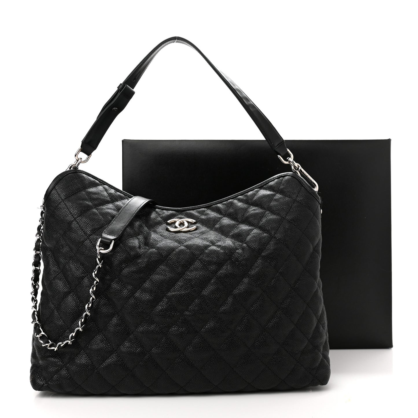 Caviar Quilted French Riviera Hobo Black
