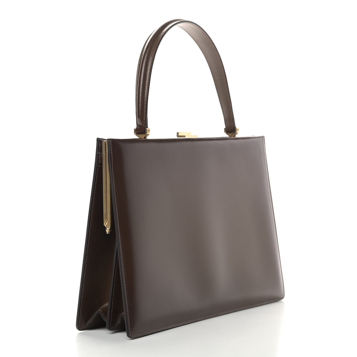 Patina Box Calfskin Medium Clasp Bag Camel