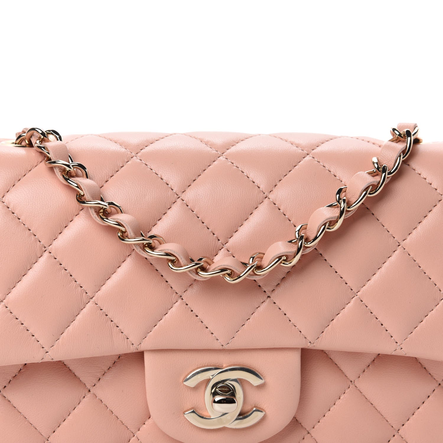 Chanel Lambskin Quilted Mini Rectangular Flap Light Pink 10 of 10