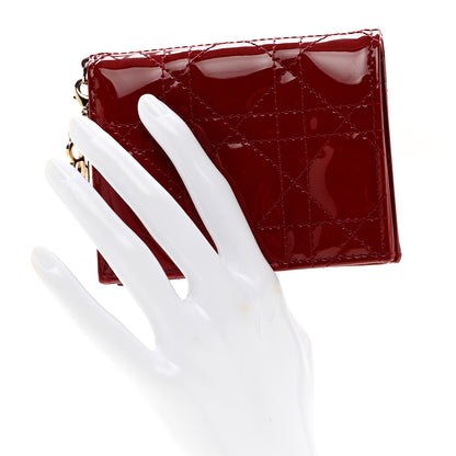 Christian Dior Patent Cannage Mini Lady Dior Wallet Cherry Red 2 of 6