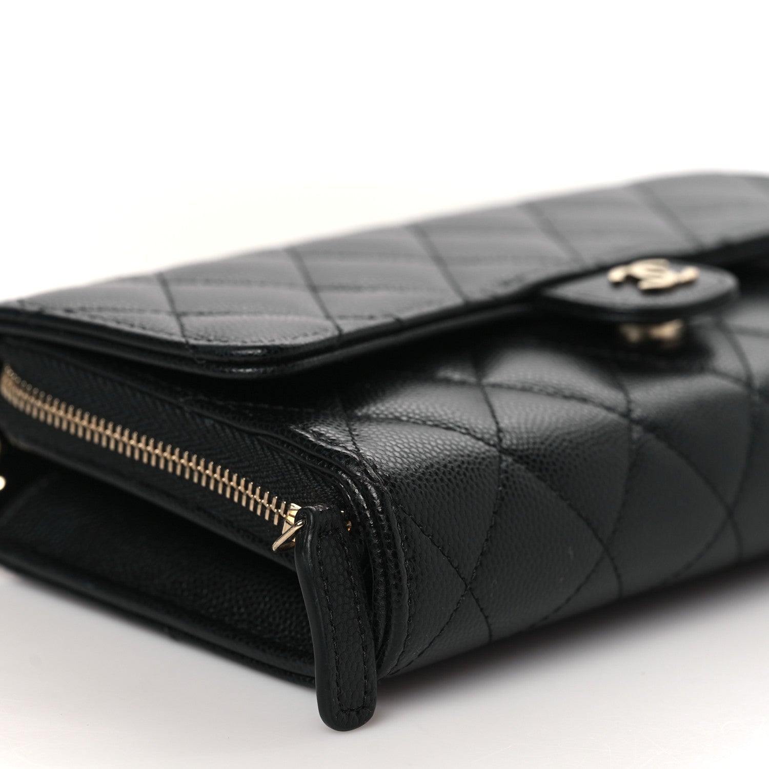 Chanel Caviar Quilted Phone Holder Wallet on Removable Chain Black 8 of 10