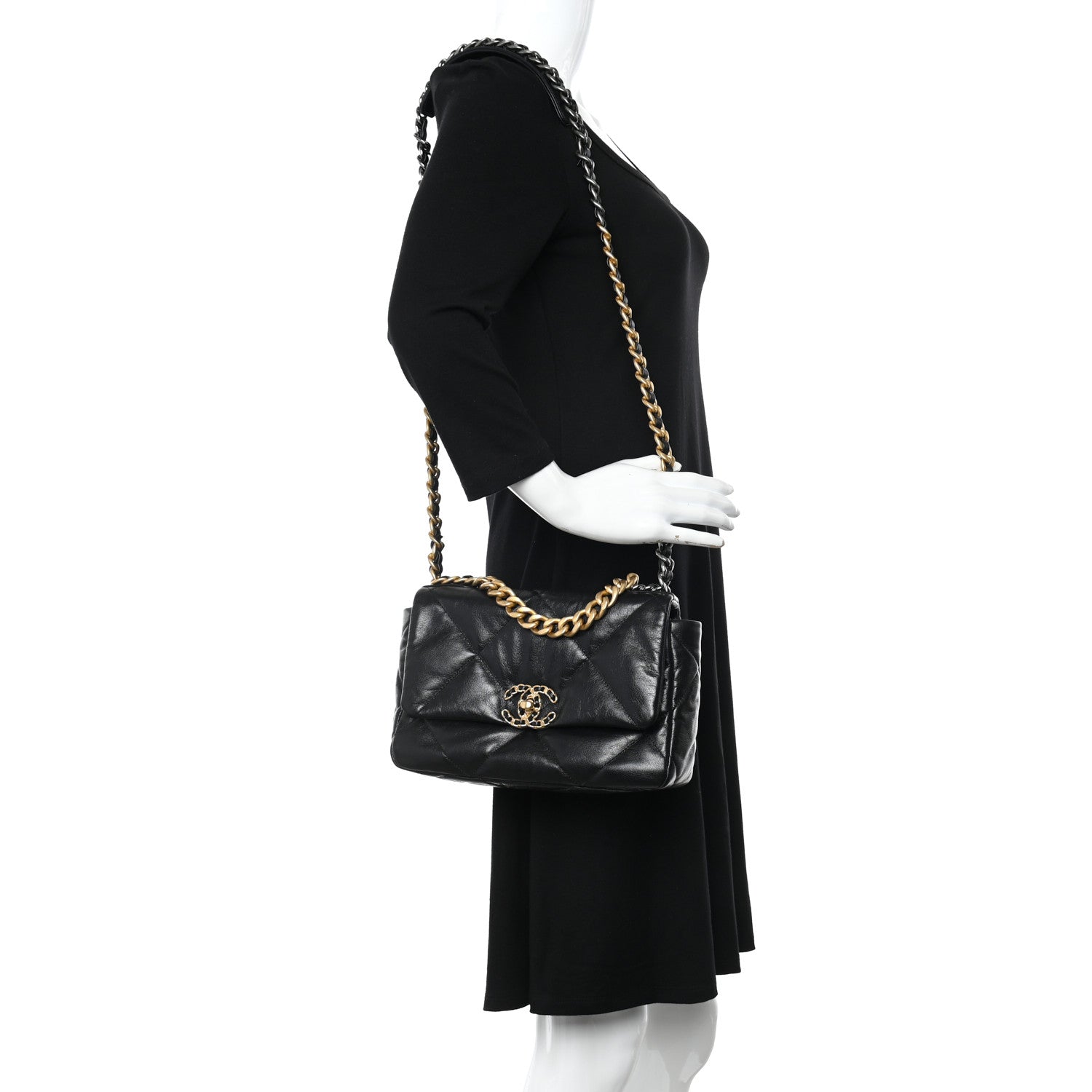 Chanel Goatskin Quilted Medium Chanel 19 Flap Black 2 of 9