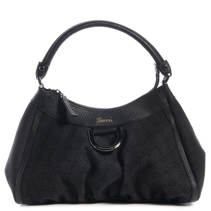 Gucci Monogram Medium D Gold Ring Shoulder Bag Black 1 of 7
