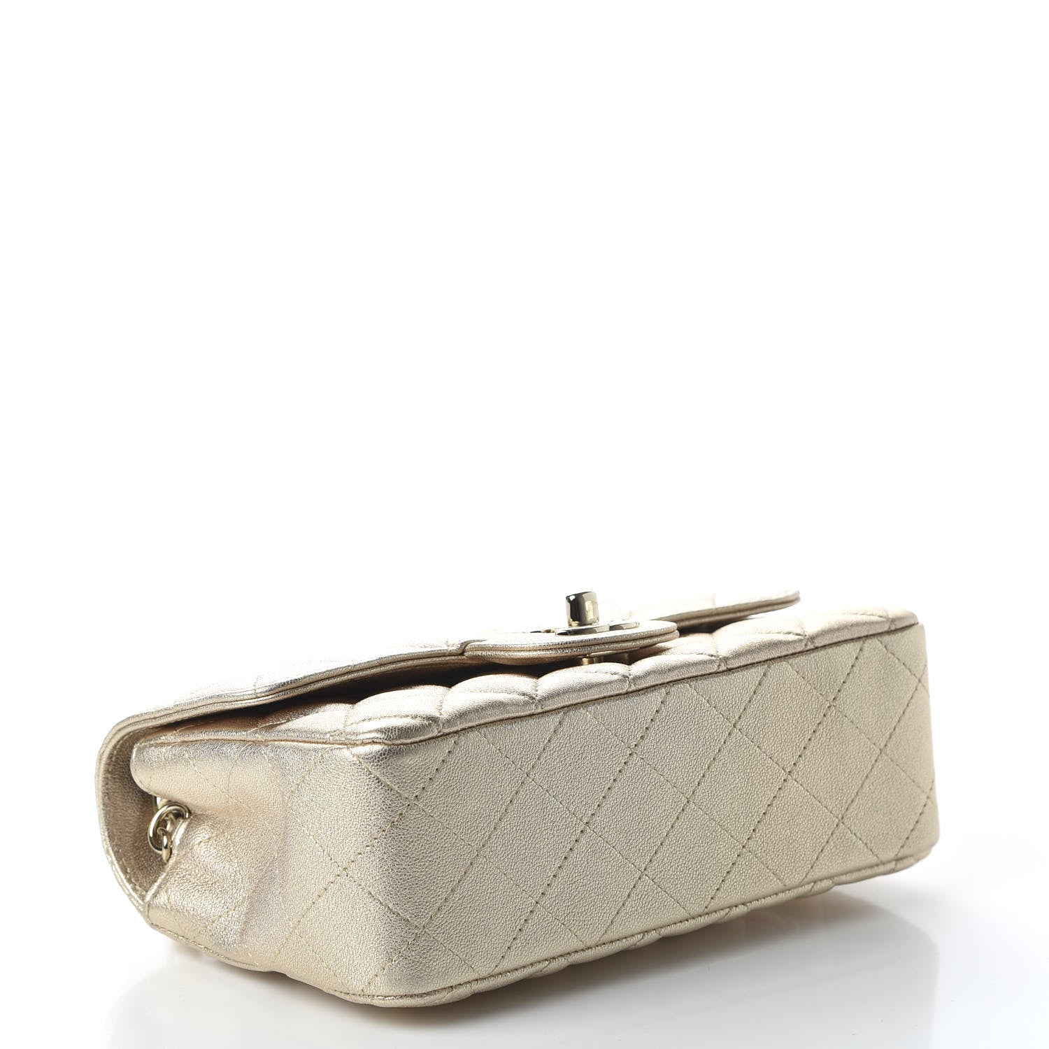 Chanel Metallic Lambskin Quilted Mini Rectangular Flap Gold 4 of 10