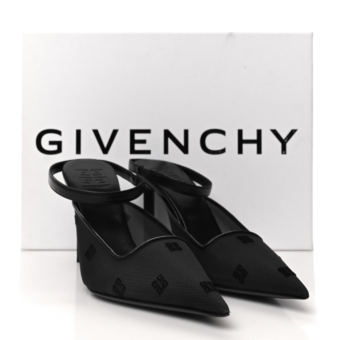 Mesh Logo 95mm Slingback Pumps 36 Black