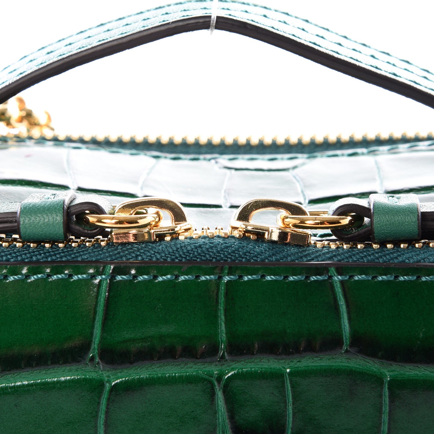 Calfskin Crocodile Embossed Mini C Vanity Bag Woodsy Green