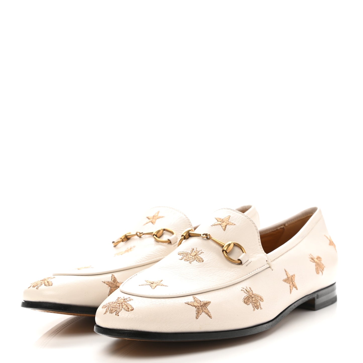 Goatskin Bee Star Embroidered Womens Jordaan Loafers 41 Mystic White