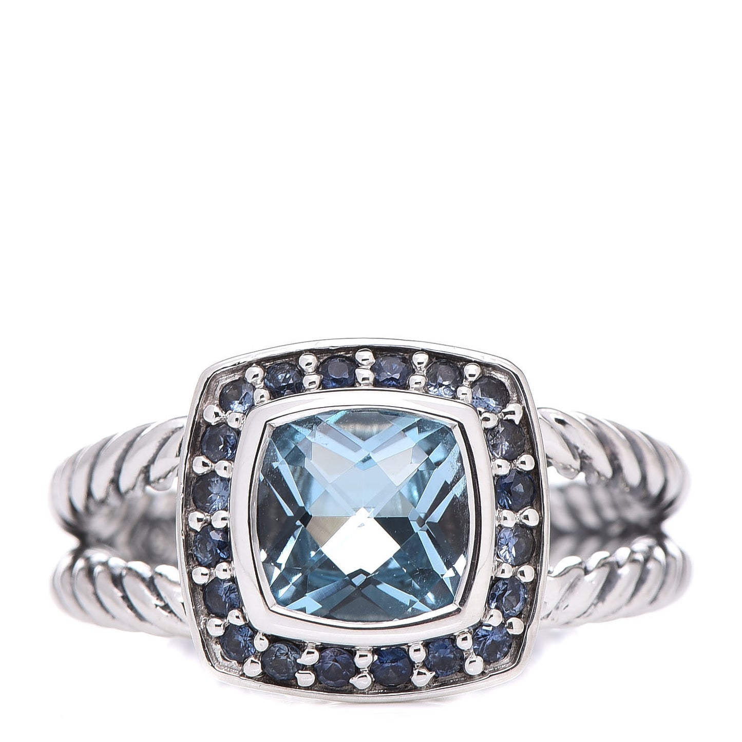 Sterling Silver Sapphire Blue Topaz 7mm Petite Albion Ring 52 6