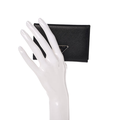 Prada Saffiano Bi-Fold Card Holder Wallet Black 2 of 8