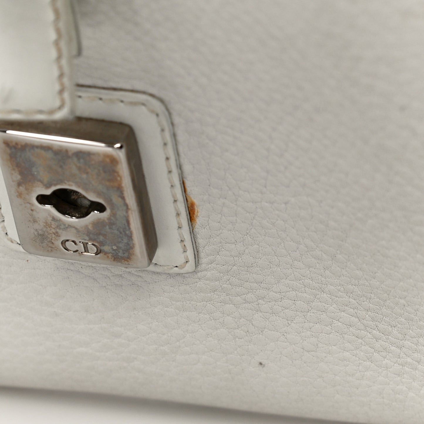 Grained Calfskin Street Chic Top Handle Bag White