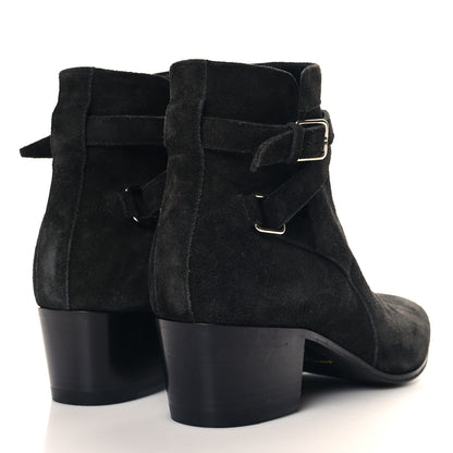 Saint Laurent Suede Calfskin Jodhpur Ankle Boots 36.5 Black 4 of 9