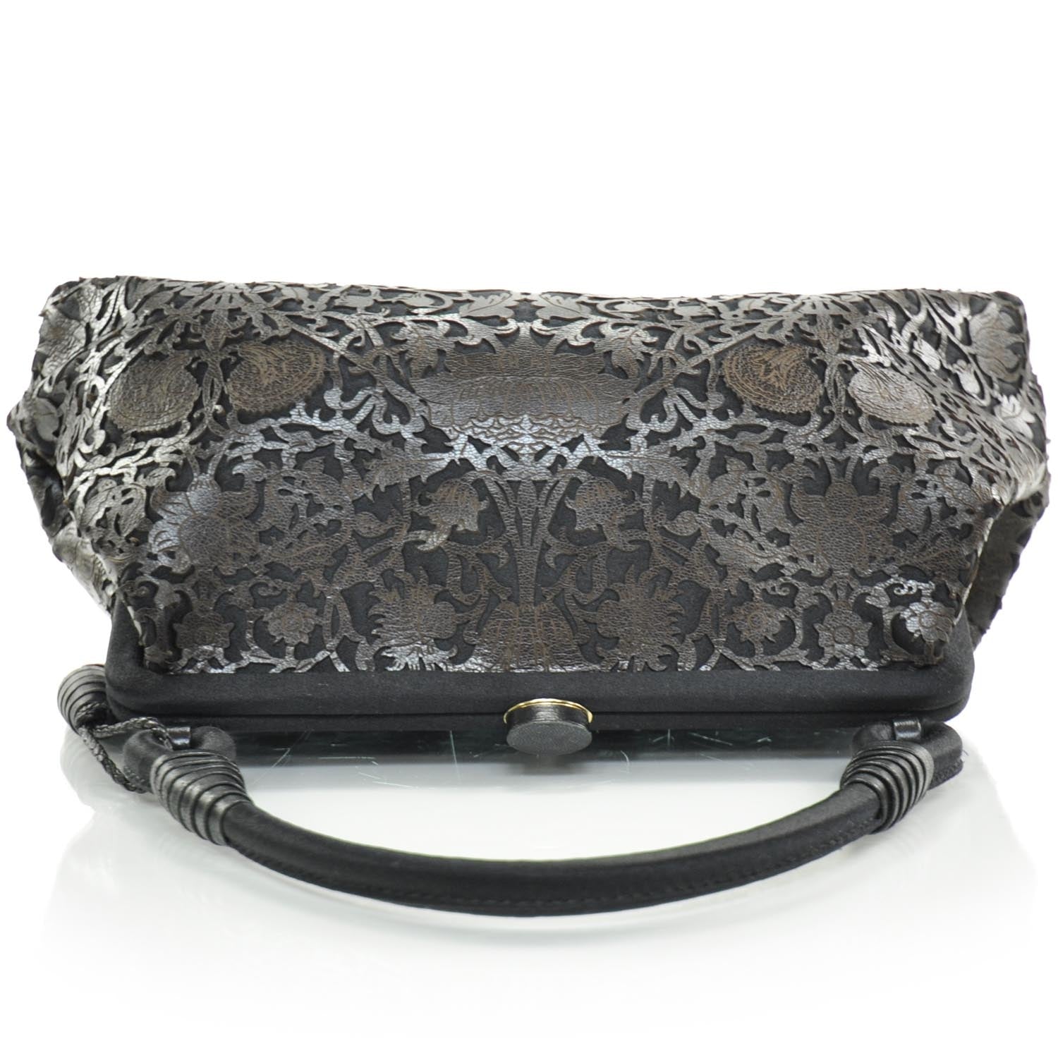 Bottega Veneta Satin Leather Laser Cut Floral Frame Bag 5 of 8