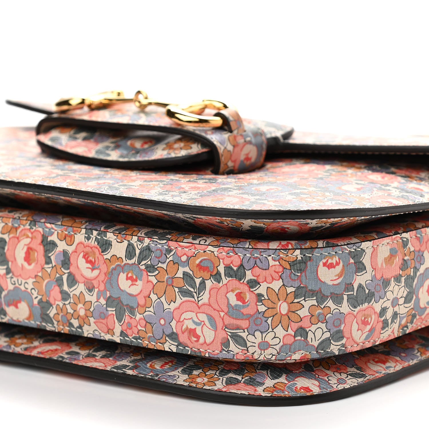 Gucci X LIBERTY OF LONDON Textured Calfskin Infinity Abbey Horsebit 1955 Shoulder Bag Perfect Pink Ivory 10 of 11