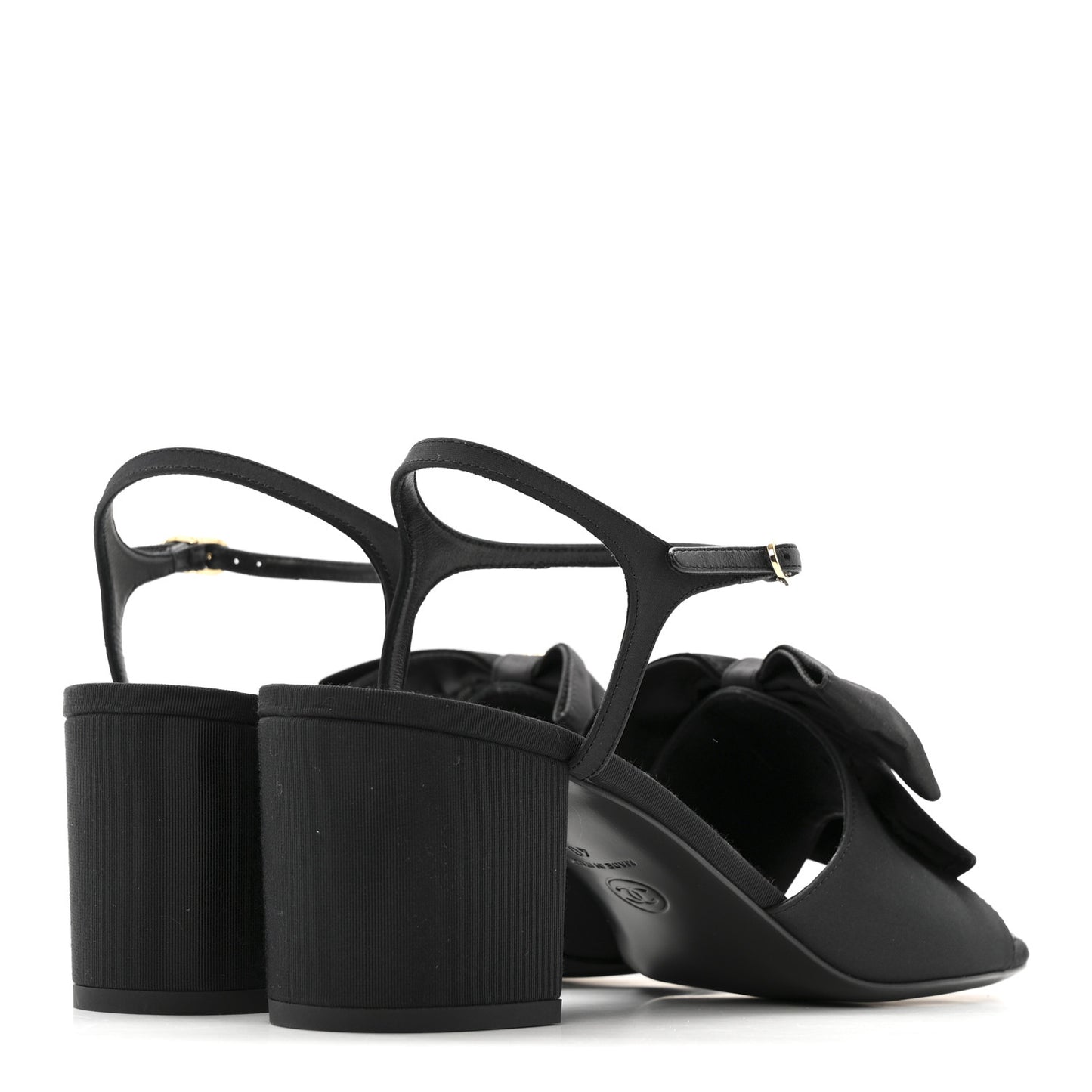 Silk Crystal Bow CC Sandals 40 Black