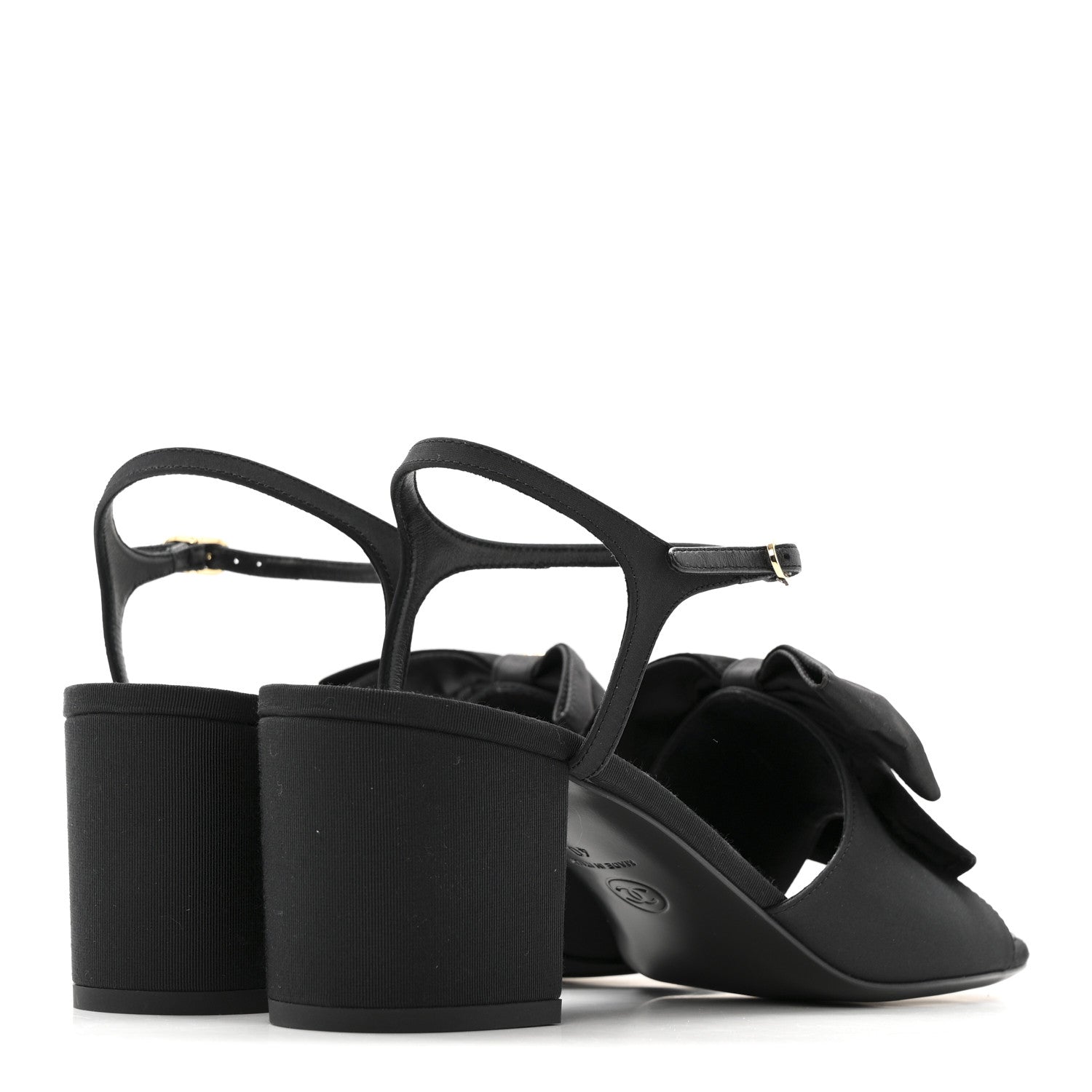 Chanel Silk Crystal Bow CC Sandals 40 Black 5 of 9