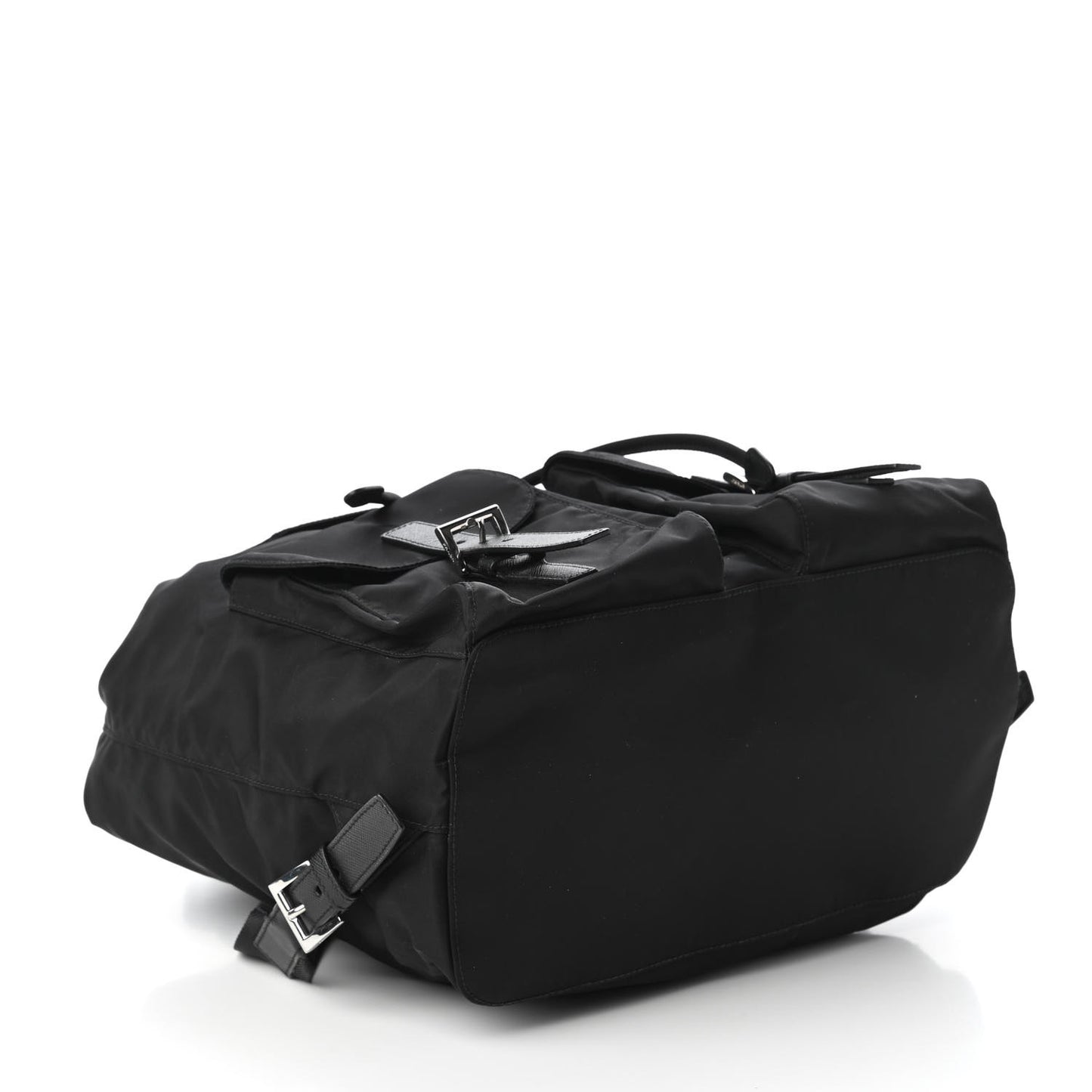 Tessuto Nylon Vela Saffiano Large Backpack Black