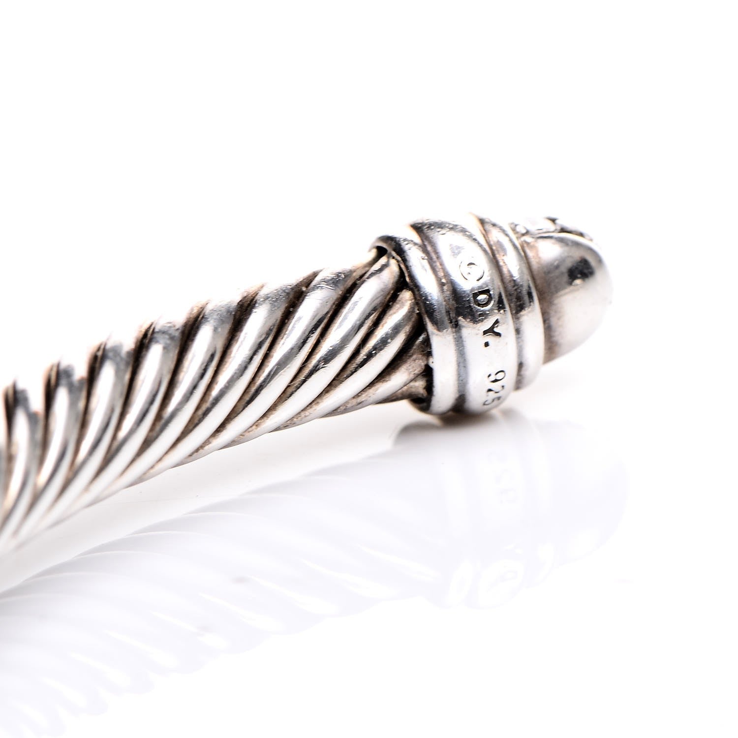 David Yurman Sterling Silver Pave Diamond 5mm Cable Classics Bracelet 4 of 5