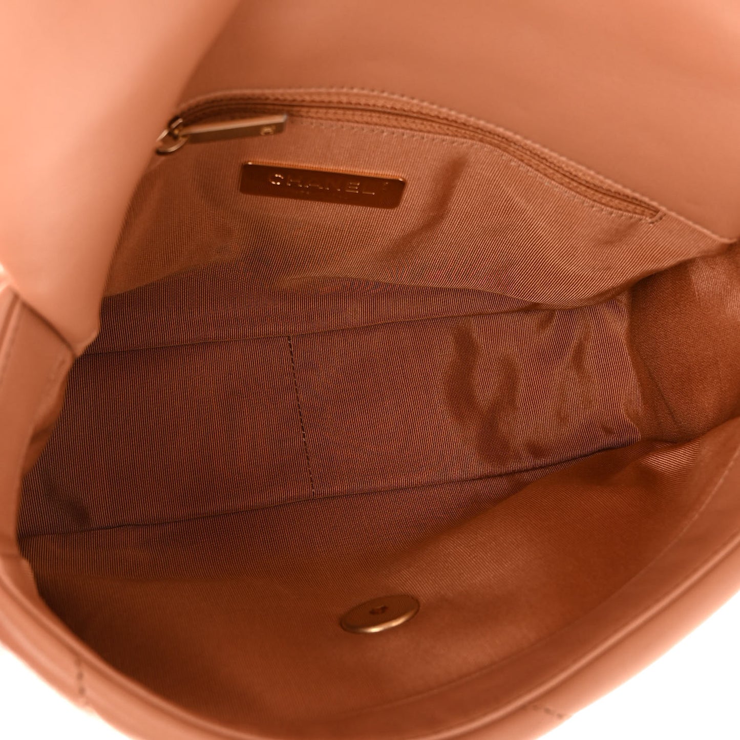 Lambskin Quilted Medium Chanel 19 Flap Light Brown