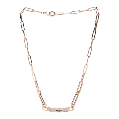 Hermes 18K Rose Gold Diamond Pave Kelly Chaine Choker Necklace 3 of 5