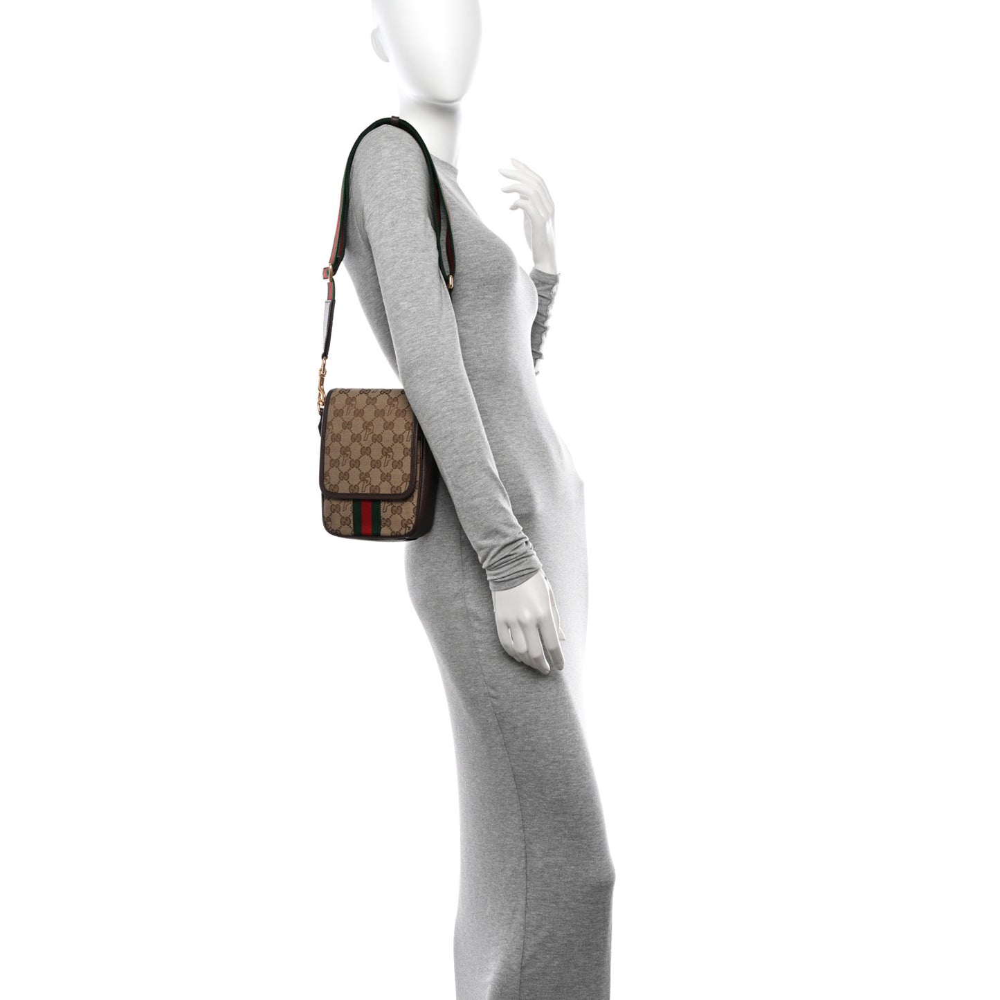 X PALACE GG P Canvas Monogram Web Flap Messenger Brown