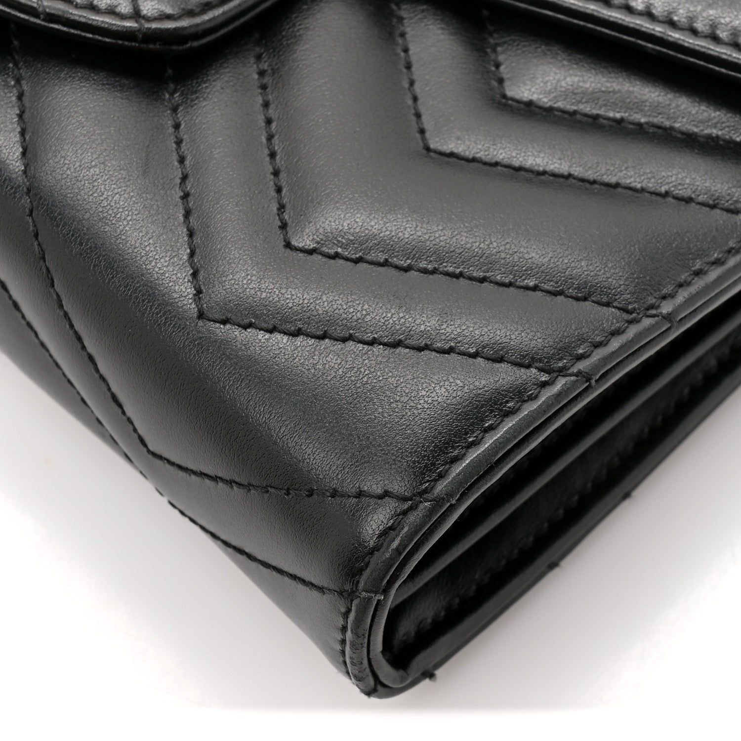 Gucci Calfskin Matelasse GG Marmont Chain Wallet Black 18 of 20