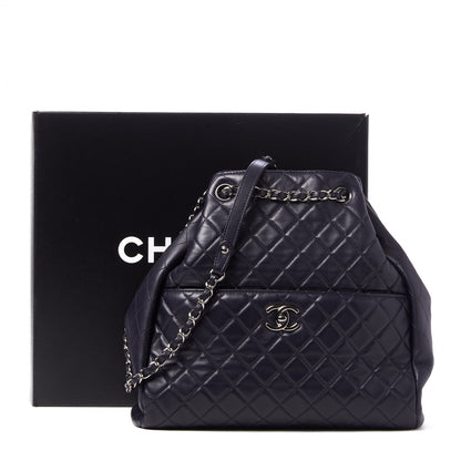 Chanel Lambskin Quilted Large Drawstring Shoulder Bag Dark Purple 10 of 10