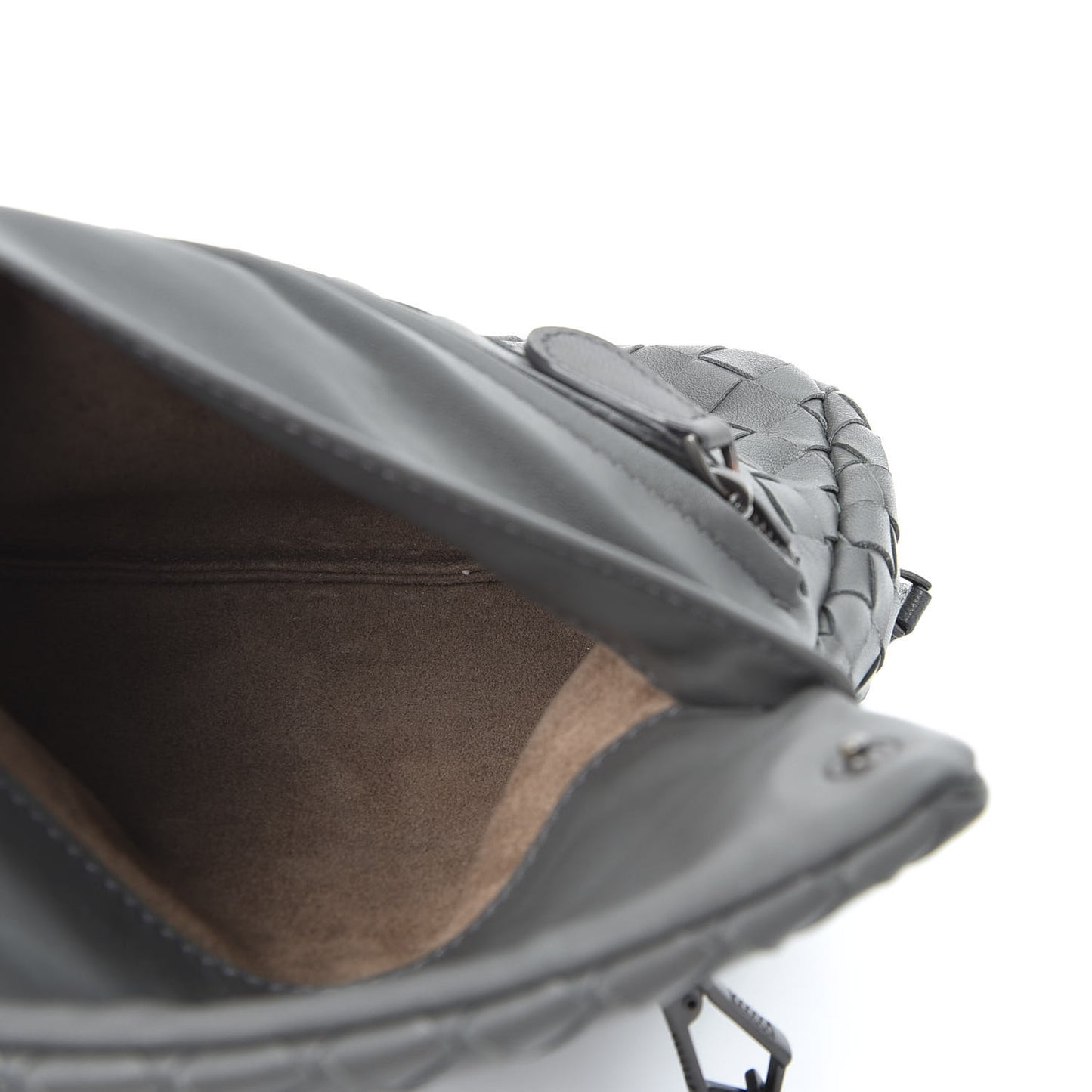 Nappa Intrecciato Mini Chain Messenger Light Grey