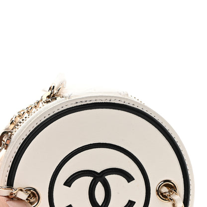 Chanel Lambskin Quilted Round Small Vanity Case With Chain White Black 11 of 13