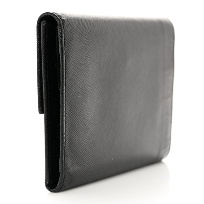 Prada Saffiano Metal Tri-Fold Wallet Black 3 of 9