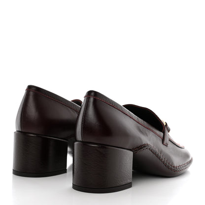 Chanel Shiny Calfskin Metal CC Loafers 39.5 Burgundy 4 of 8
