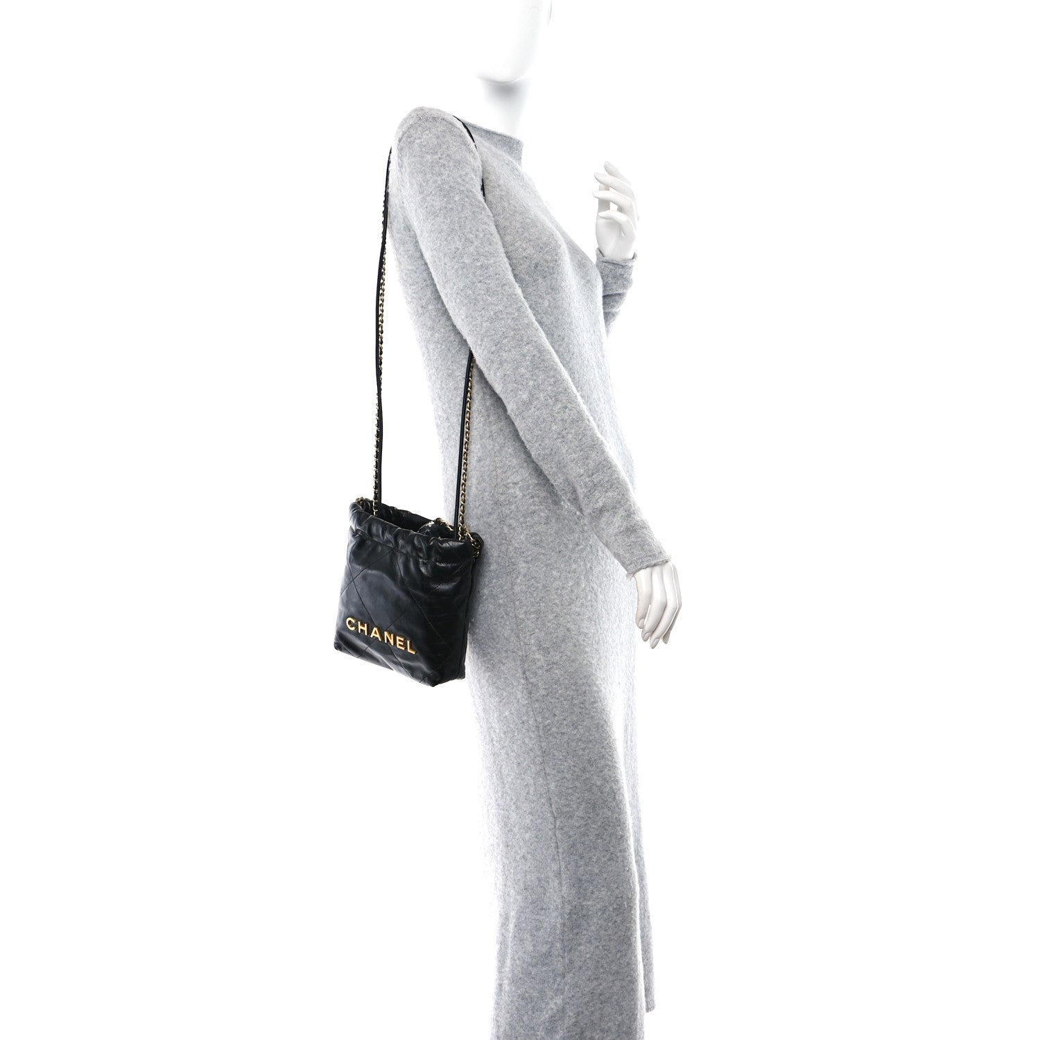 Chanel Shiny Calfskin Quilted Mini Chanel 22 Black 2 of 11