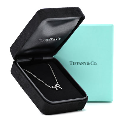 Tiffany 18K White Gold Diamond Mini Bow Pendant Necklace 6 of 6