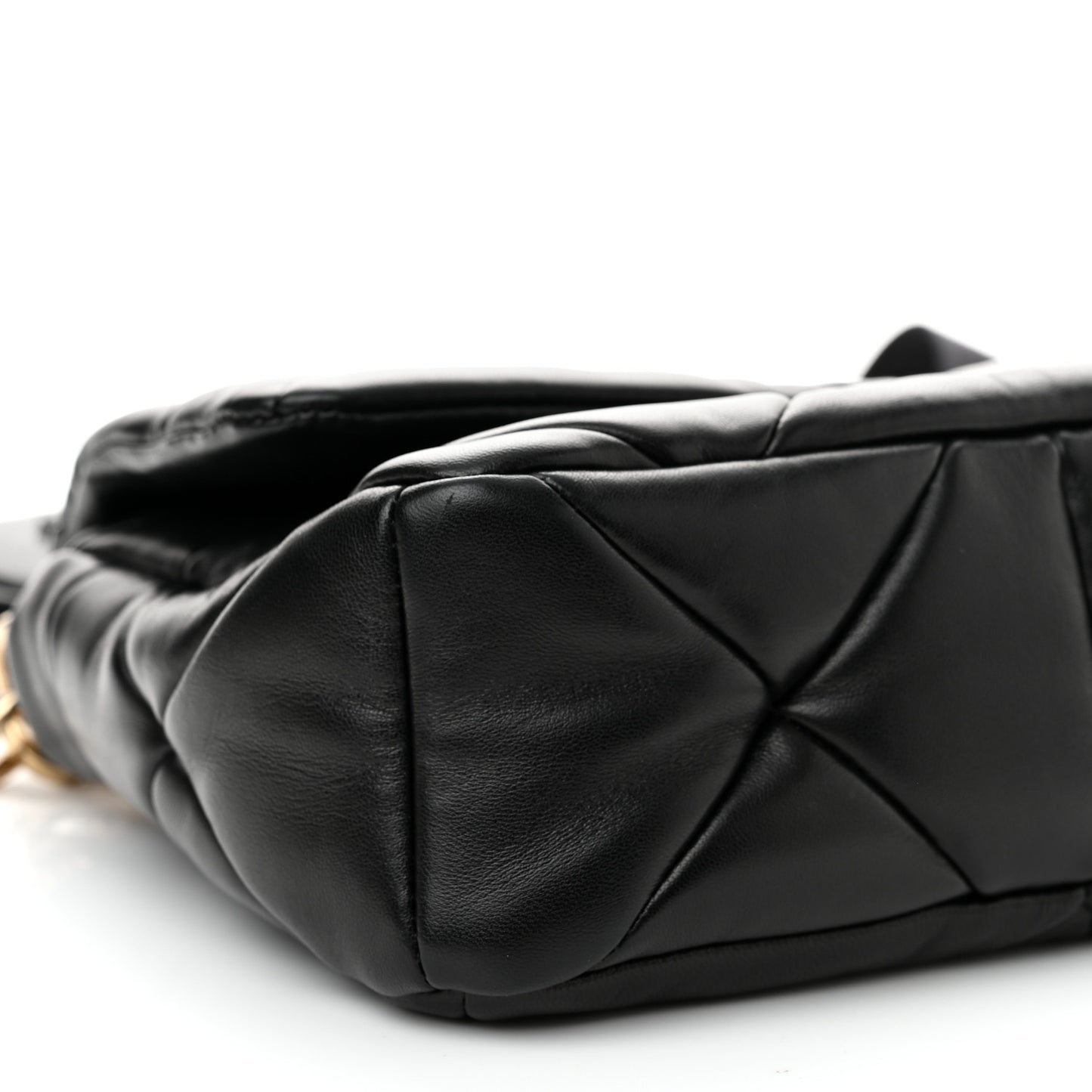 Nappa Re-Nylon Triangle Quilted Patchwork System Flap Shoulder Bag Black