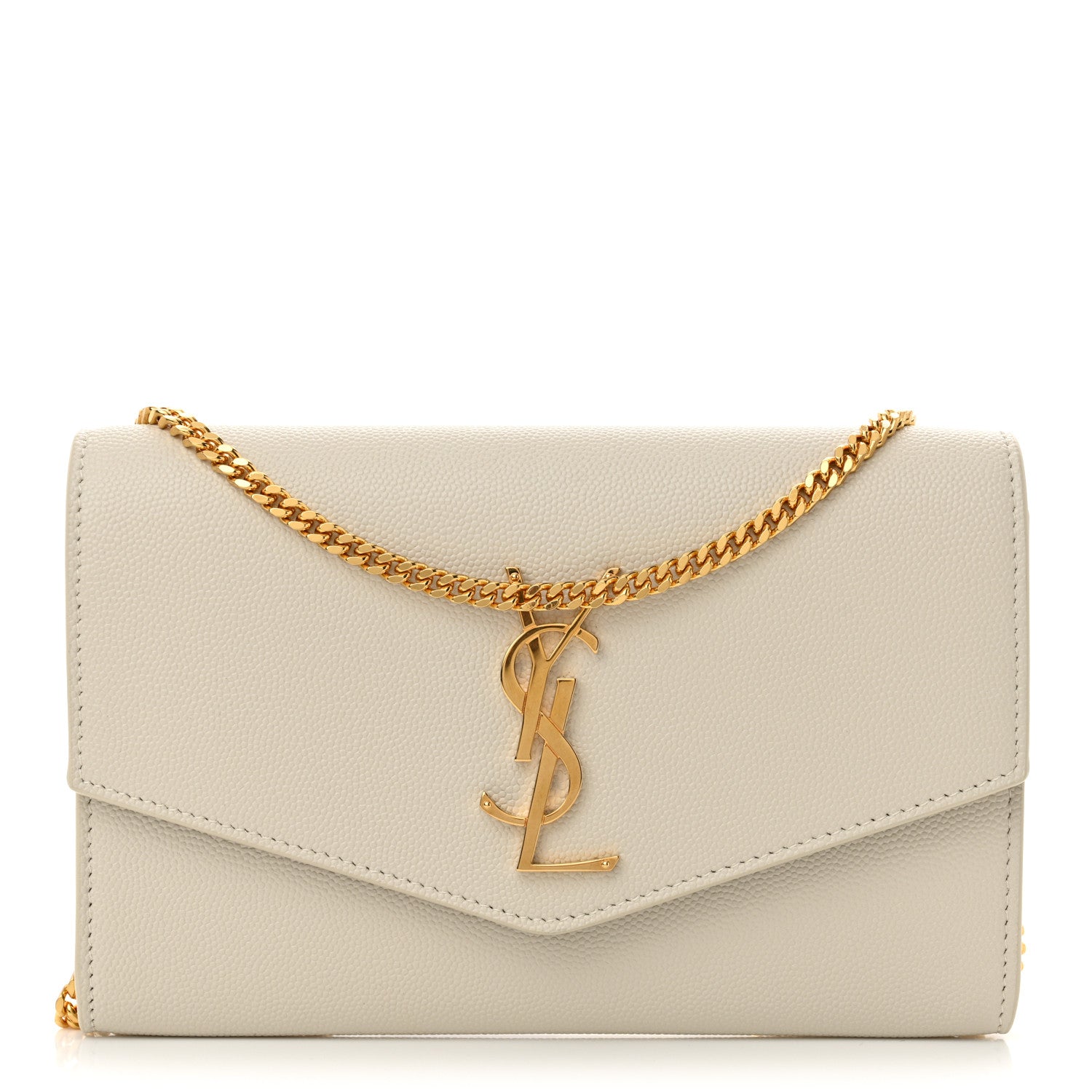 Saint Laurent Grain De Poudre Monogram Uptown Chain Wallet Crema Soft 1 of 12