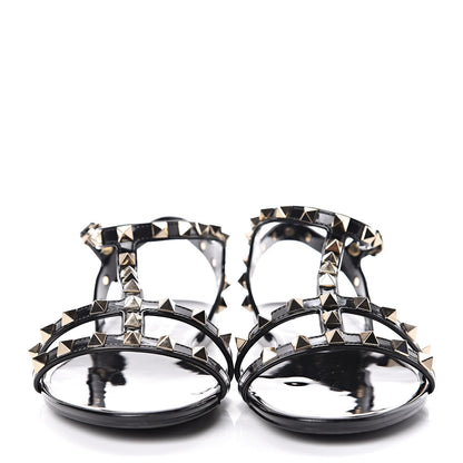 Valentino Garavani PVC Rockstud T-Strap Caged Flat Sandals 38 Black 2 of 8