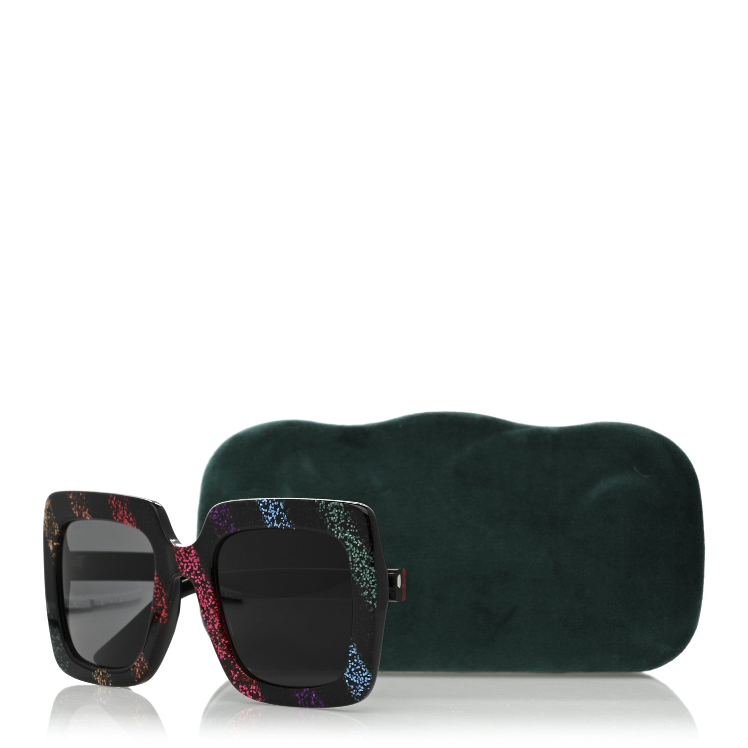Gucci Acetate Oversize Stripe Sunglasses GG0328S Black Multi 7 of 7