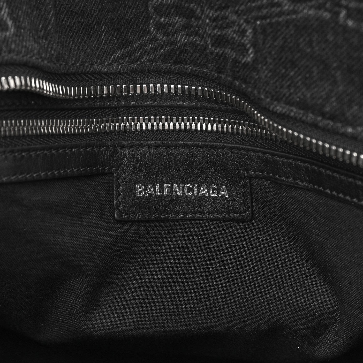 Balenciaga Washed Denim BB Monogram Neo Cagole City Handbag Black 6 of 13
