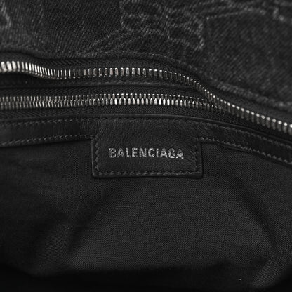 Balenciaga Washed Denim BB Monogram Neo Cagole City Handbag Black 6 of 13