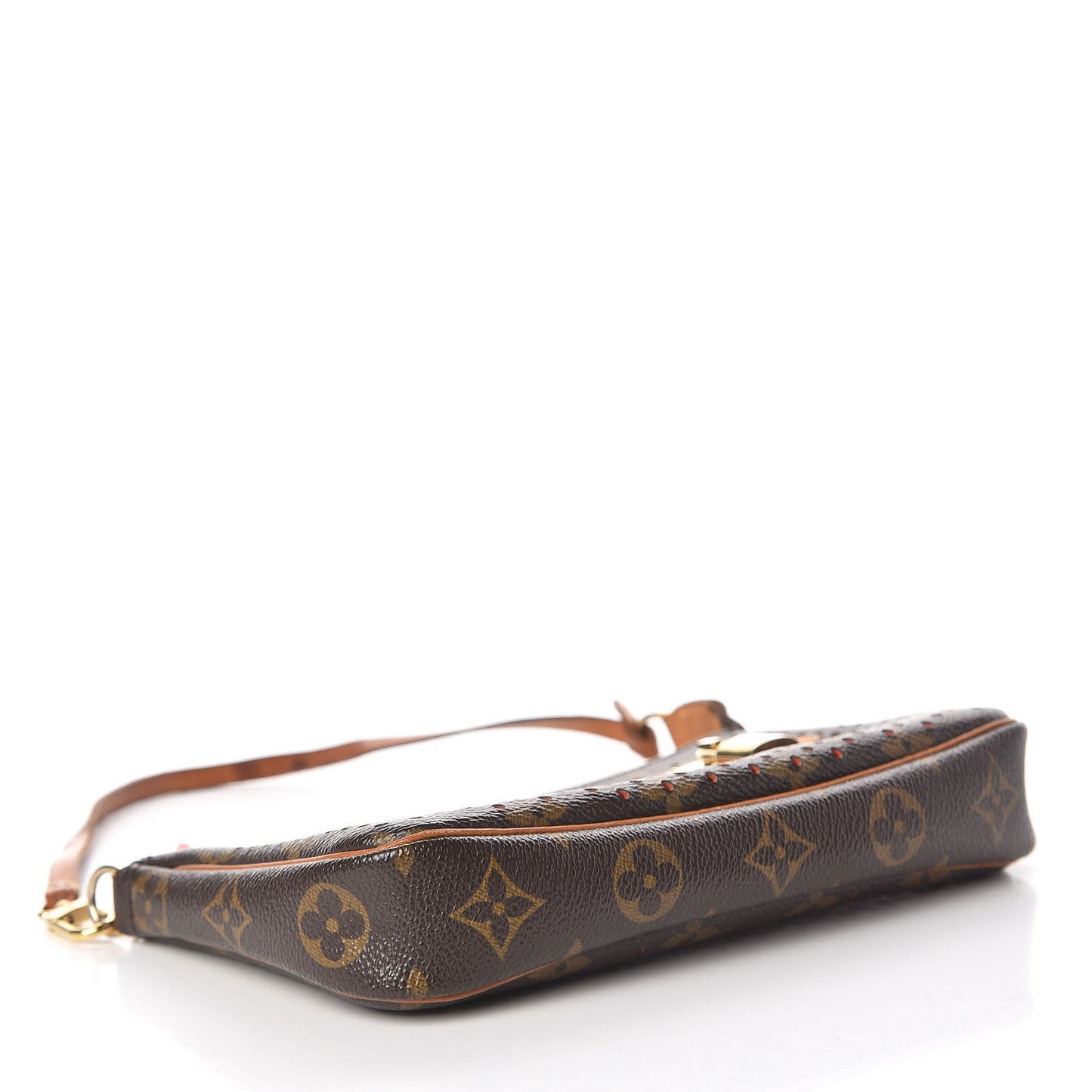Monogram Perforated Pochette Accessories Bag Orange