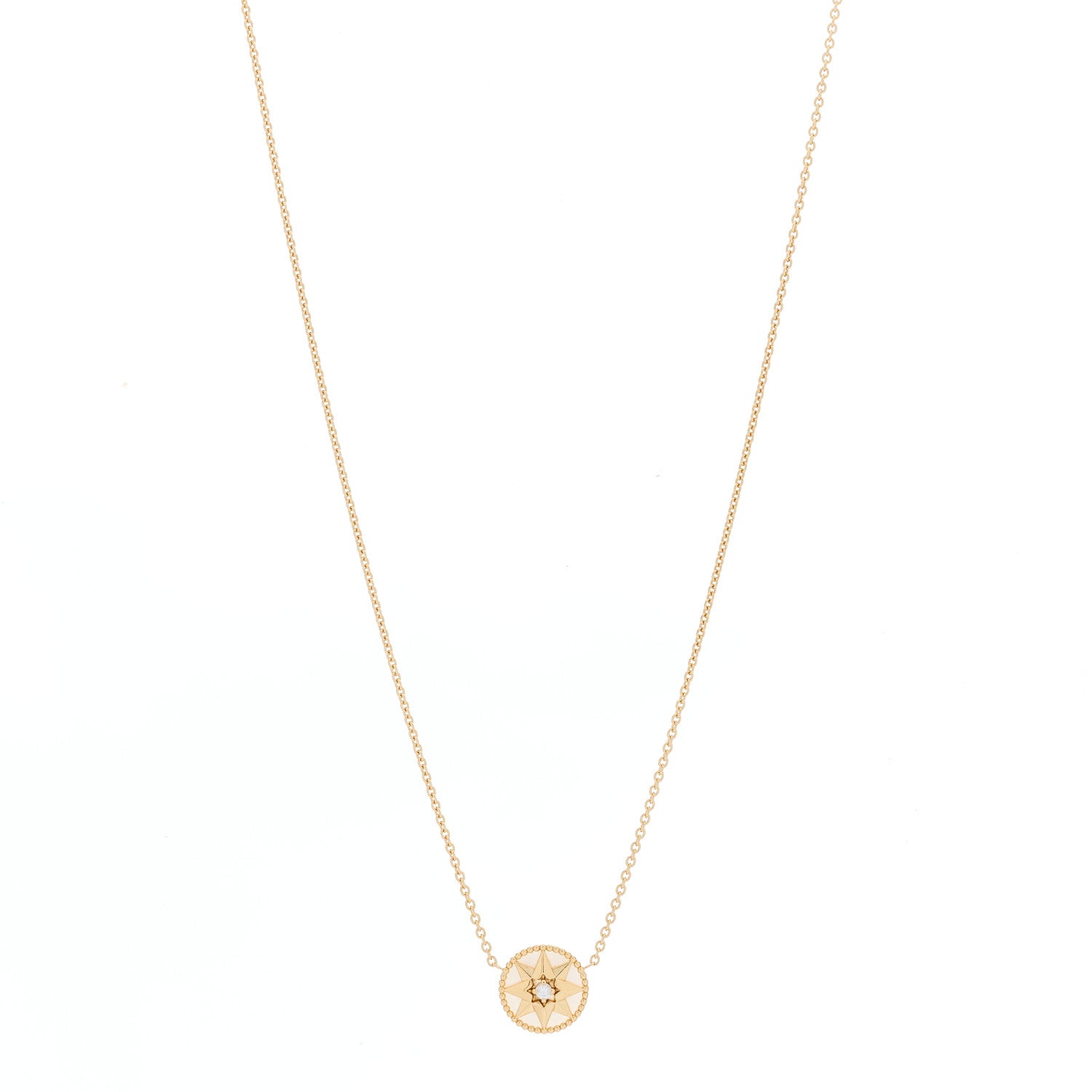 Christian Dior 18K Rose Gold Diamond Mother of Pearl Rose Des Vents Necklace 1 of 6