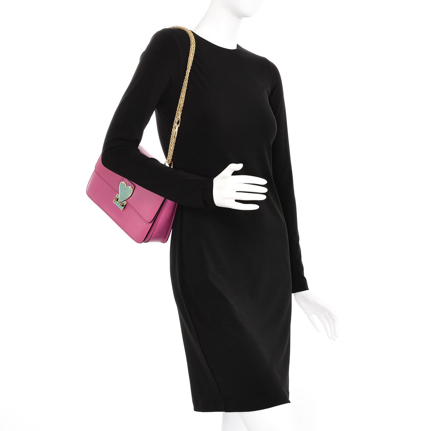 Shiny Nappa L'Amour Rockstud Shoulder Bag Fuxia