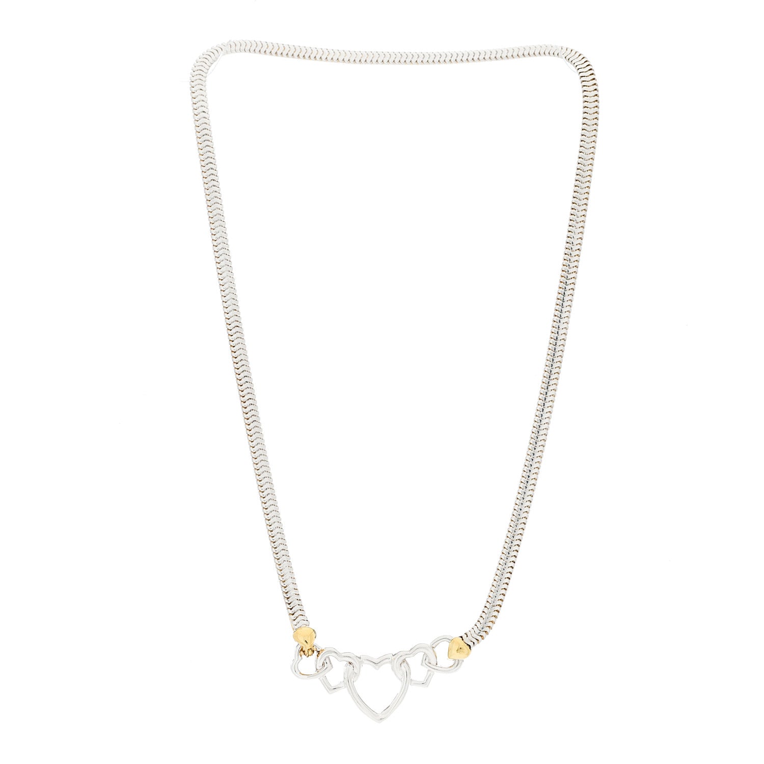 Tiffany Sterling Silver 18K Yellow Gold Heart Snake Chain Necklace 2 of 5