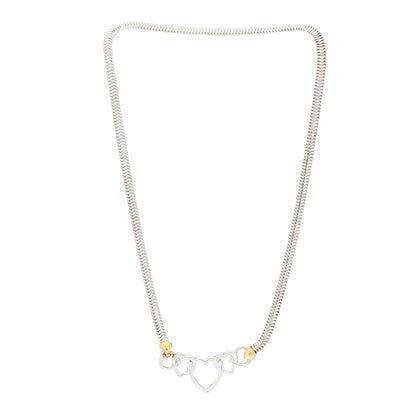 Tiffany Sterling Silver 18K Yellow Gold Heart Snake Chain Necklace 2 of 5